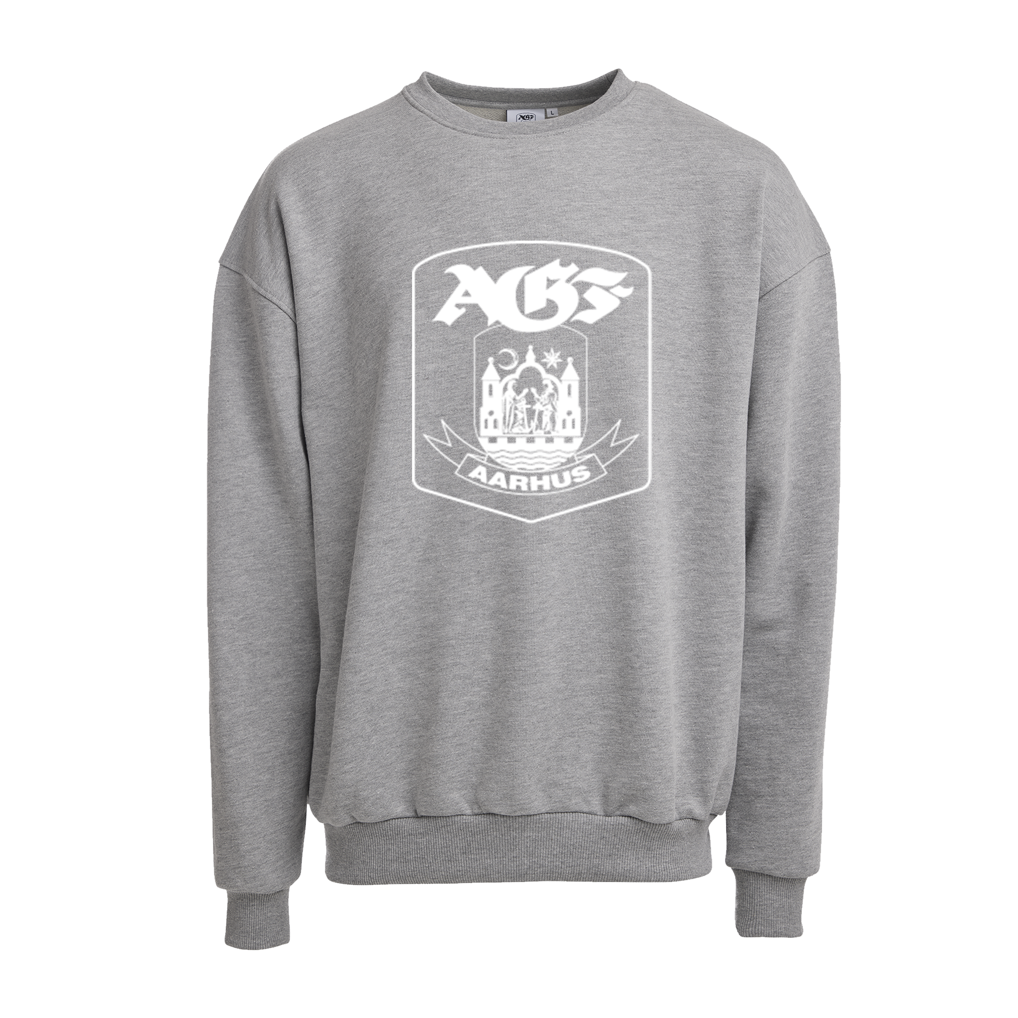 Sweatshirt i Grå m. Stort Hvid Våbenskjold