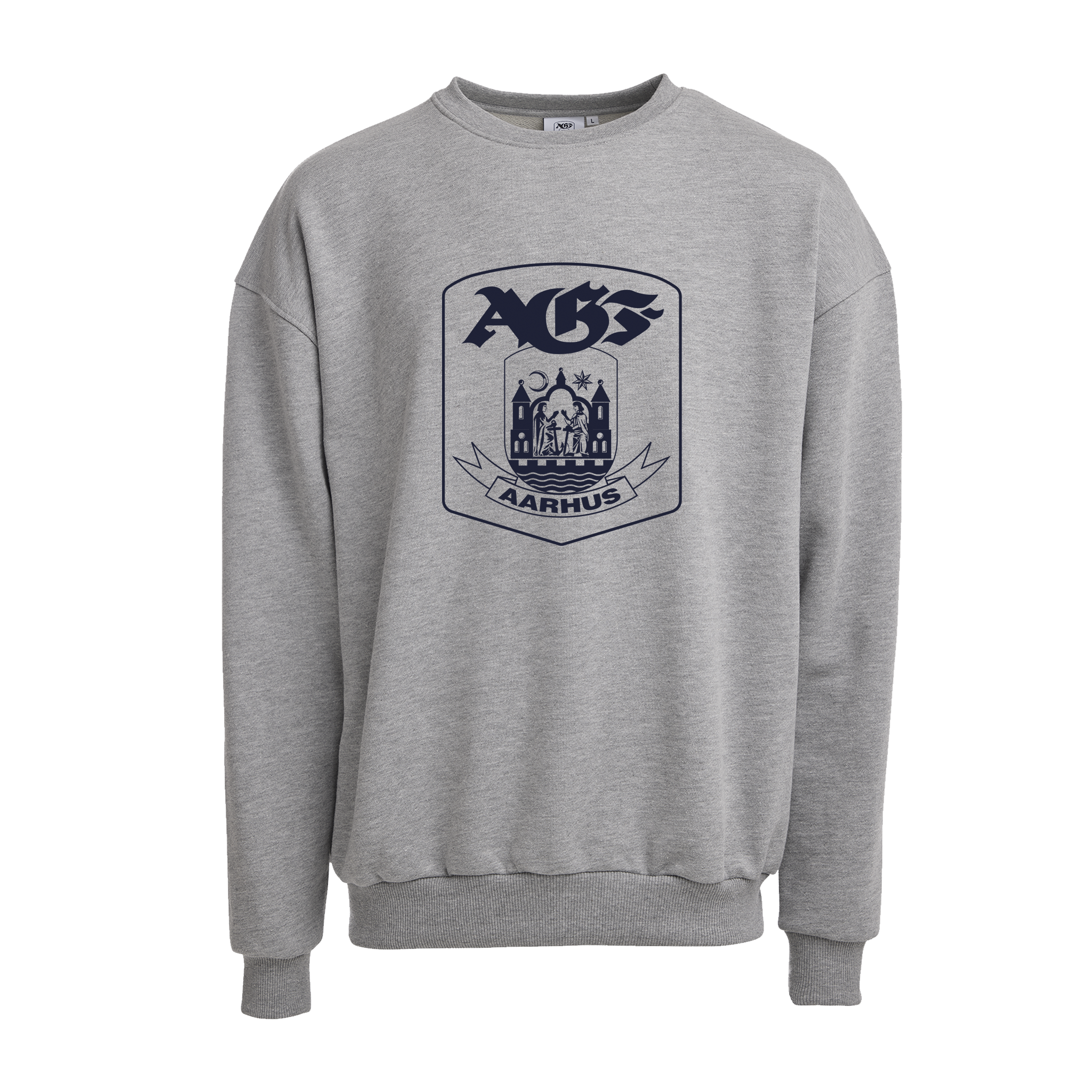 Sweatshirt i Grå m. Stort Blå Våbenskjold
