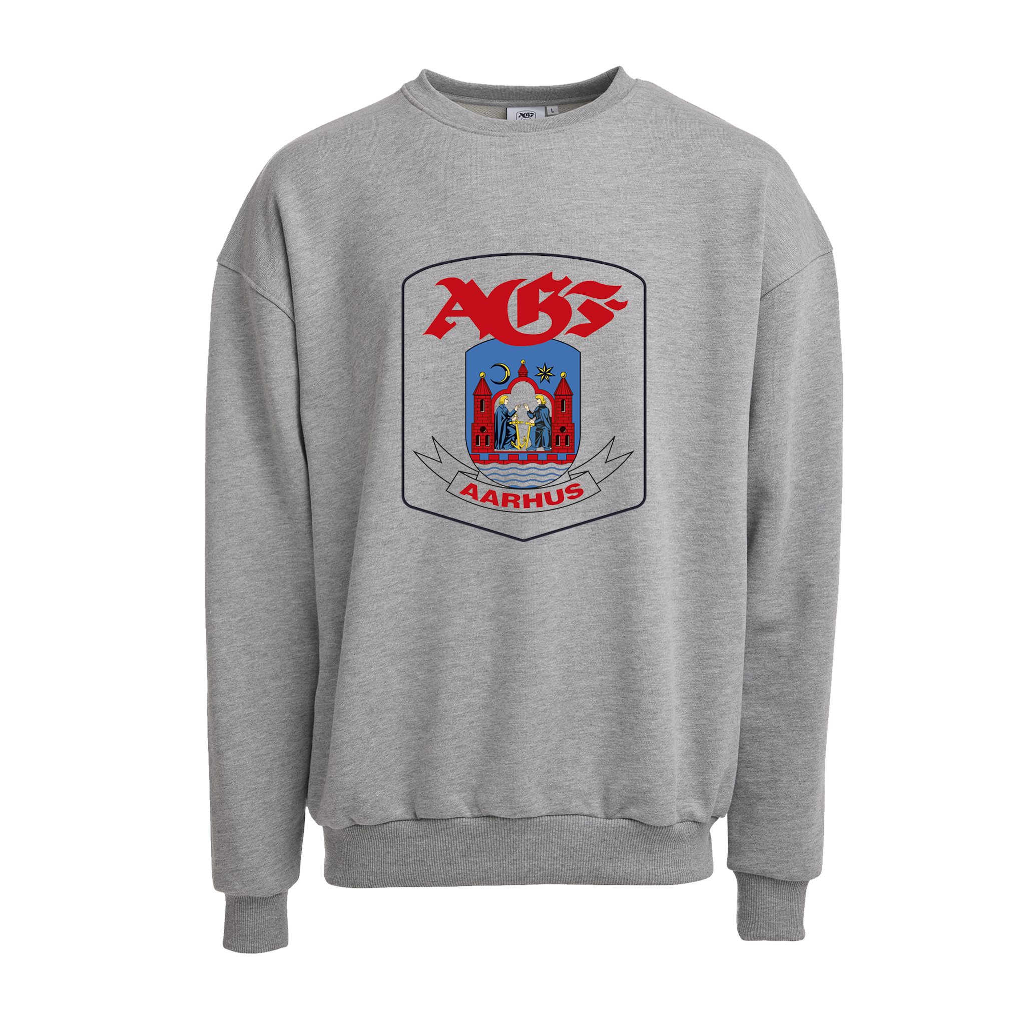 Sweatshirt i Grå m. Stort Farvet Våbenskjold