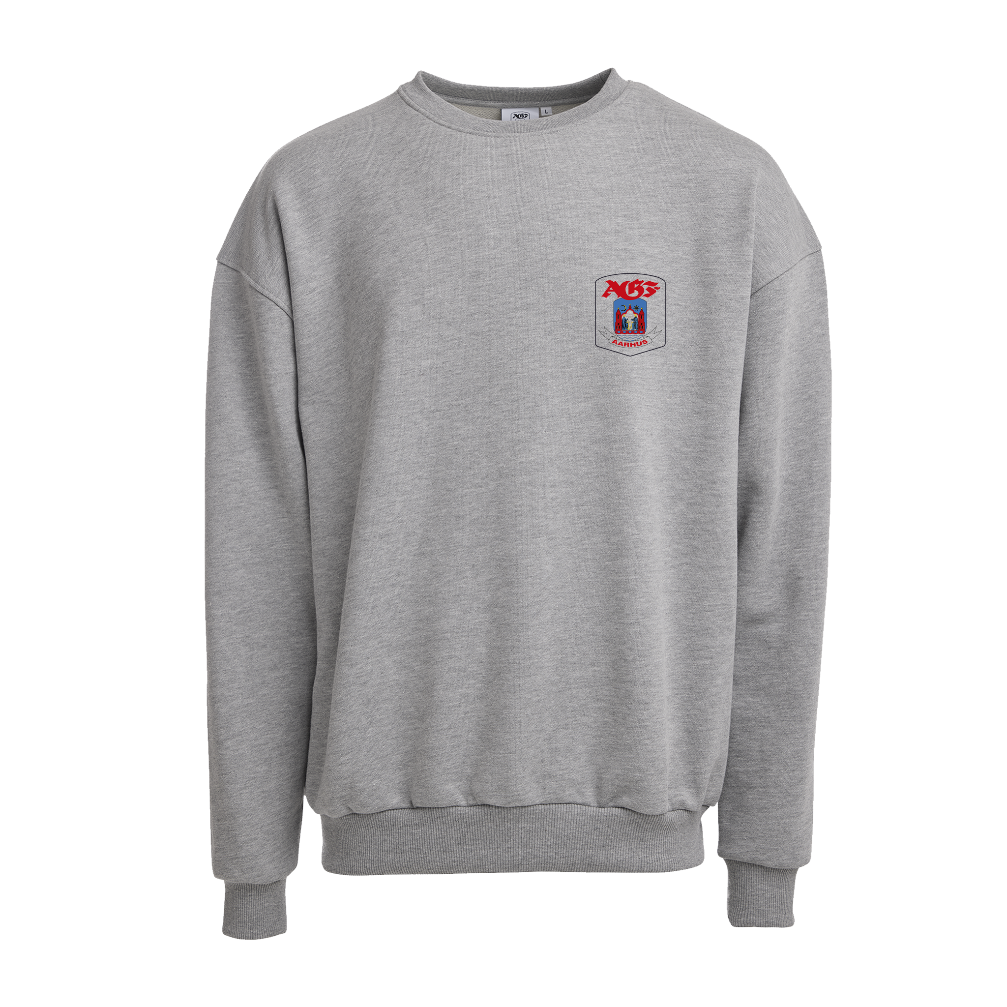 Sweatshirt i Grå m. Lille Farvet Våbenskjold